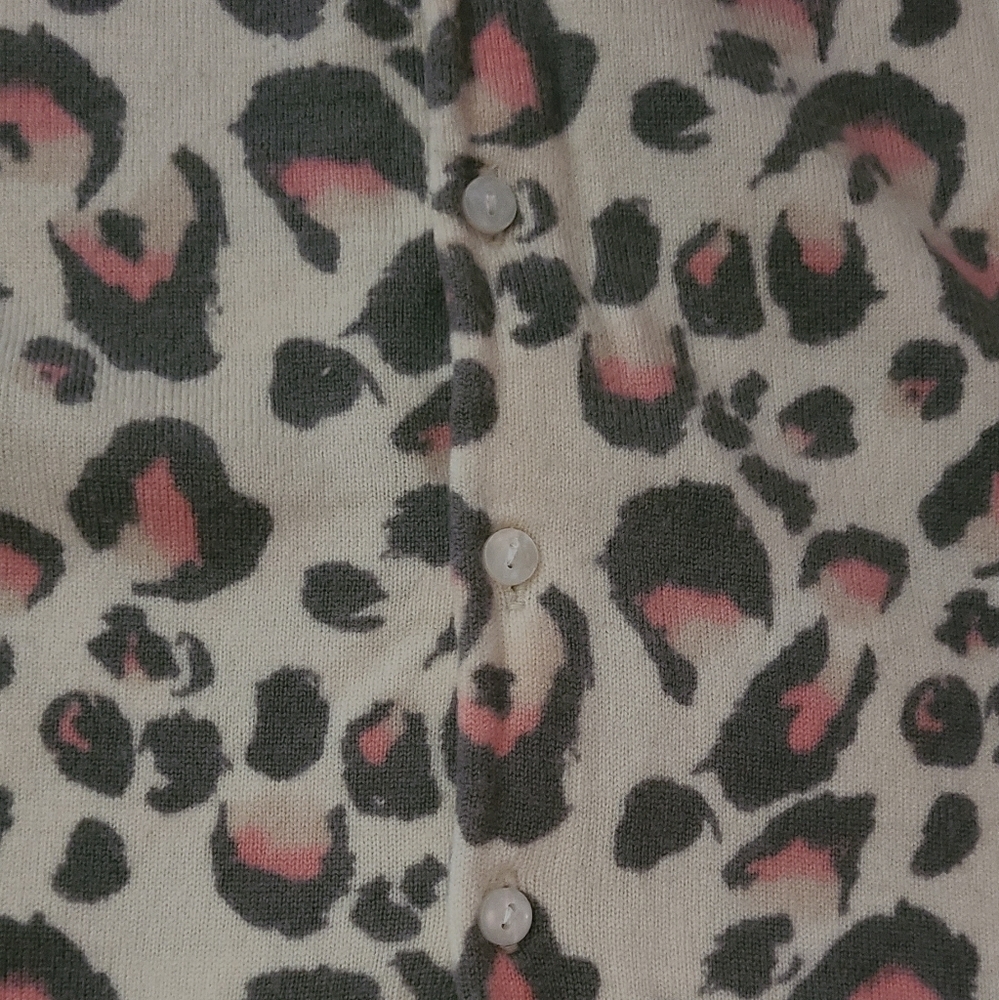 J Crew Animal Print Button Down Sweater Cardigan size large. Hp 11x🔥🔥 - Picture 3 of 4
